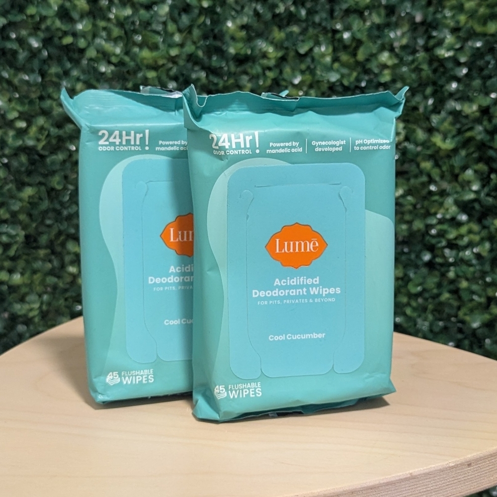 2X Lume Acidified Deodorant Wipes, Cool Cucumber, 45 Wipes